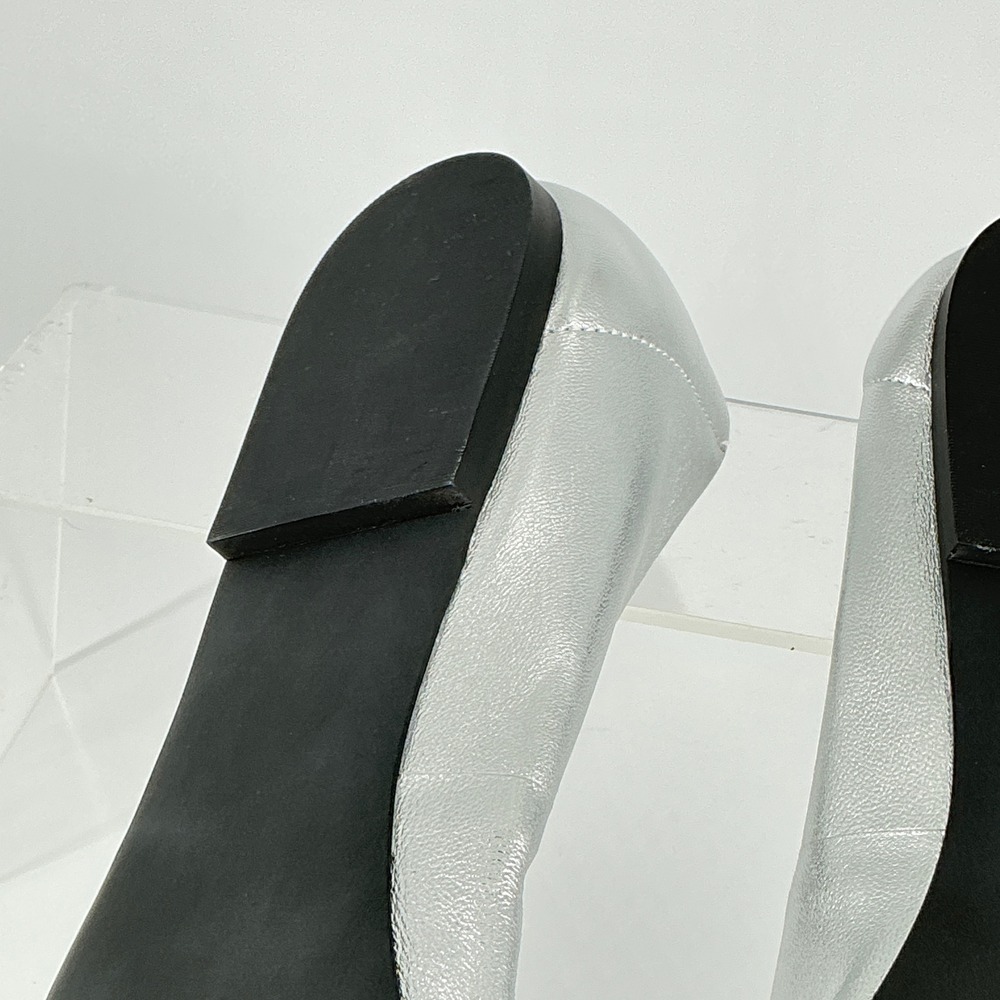 Open Edit Size 10 Silver Metallic Leather Pointed Ballet Flats NEW Madyson $80 - Picture 10 of 14